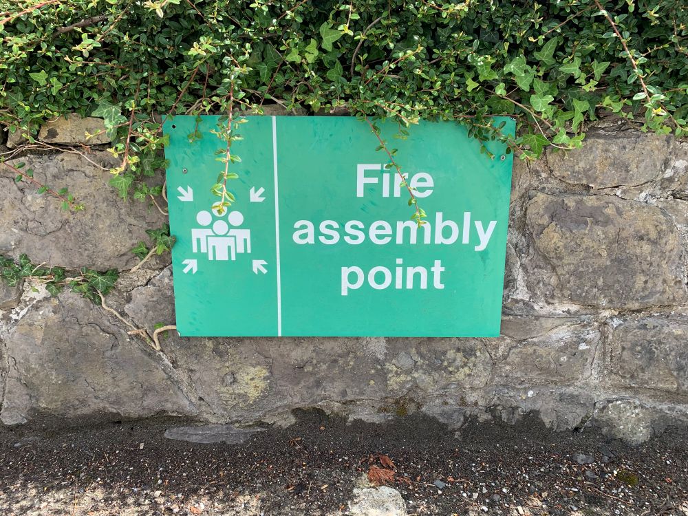 A photograph of  a fire assembly point. Wiki Commons