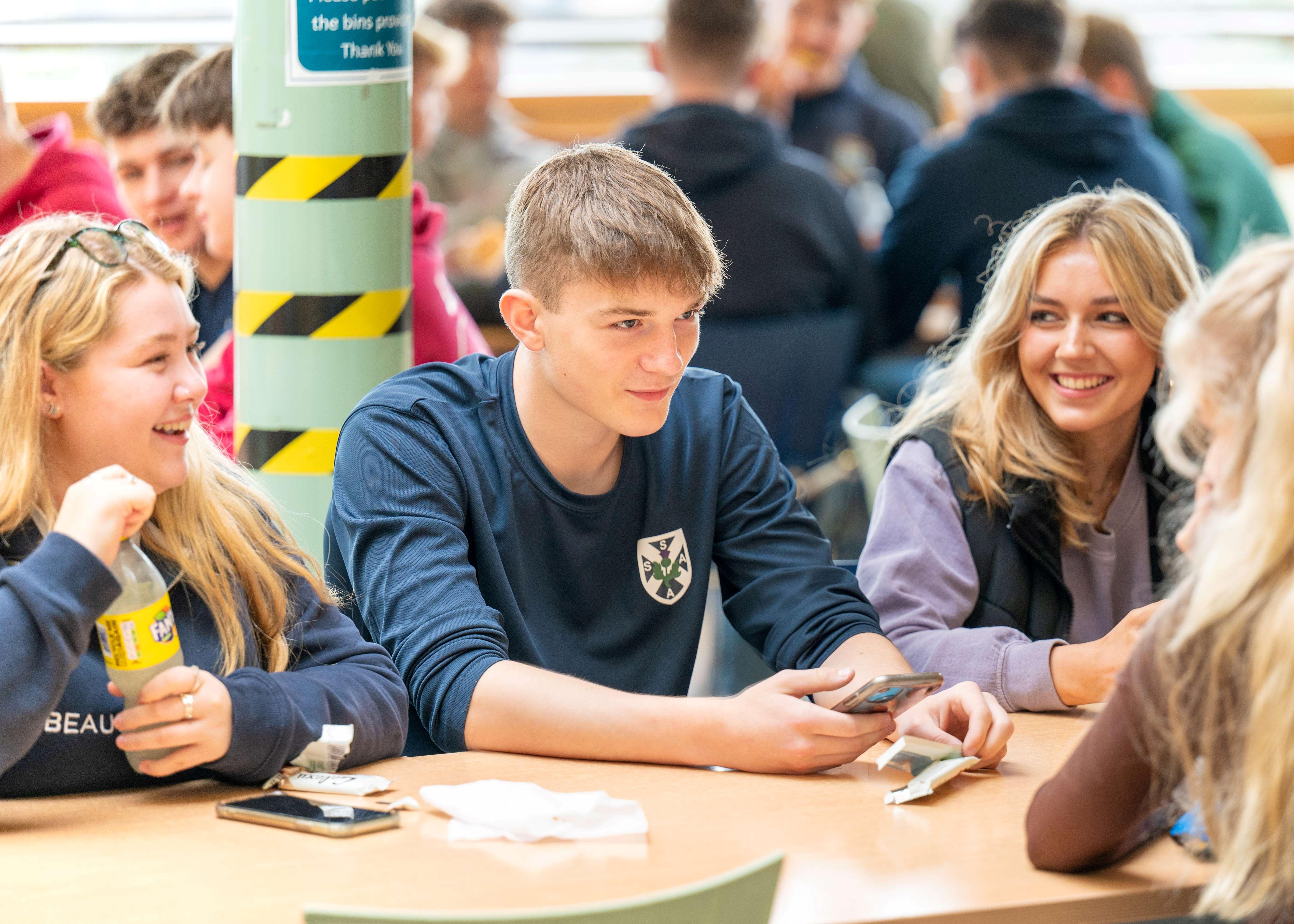 students socialising on campus