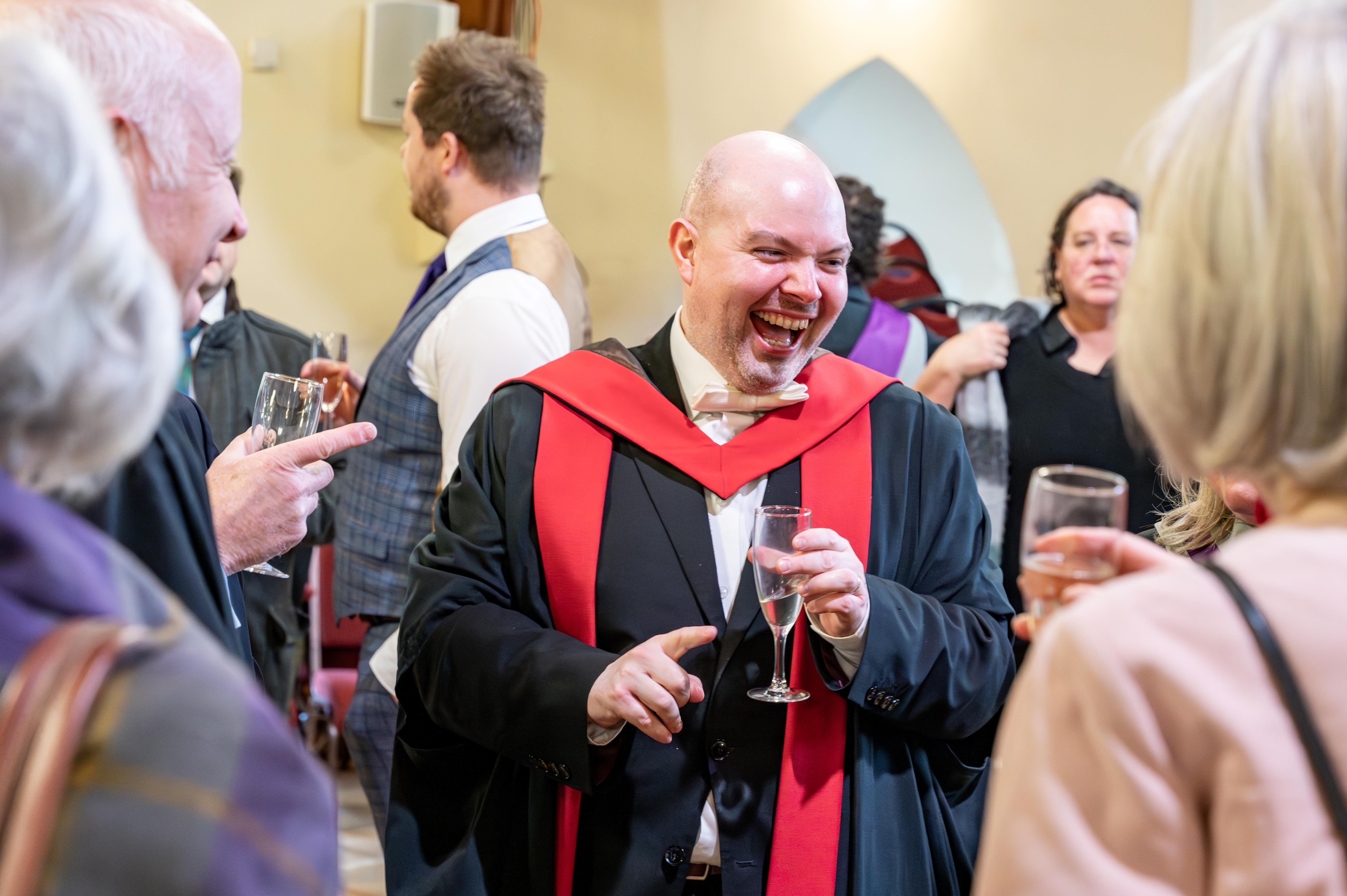 students and staff celebrating