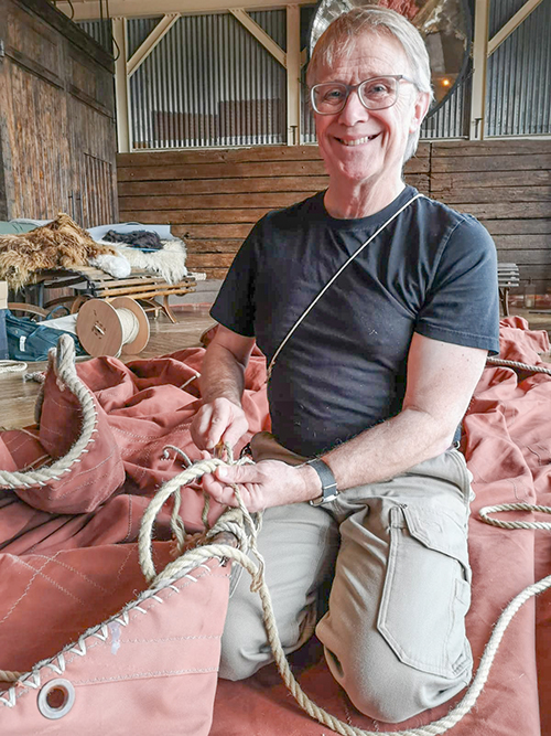Mark Shiner making sails in his workshop Mark Shiner making sails in his workshop